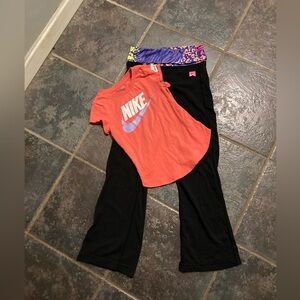 Nike Tee and Black Yoga Pants Outfit Girls Size S